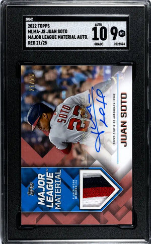 2022 Topps Major League Patch Autograph Juan Soto Auto Red /25 SGC 9 Auto 10 