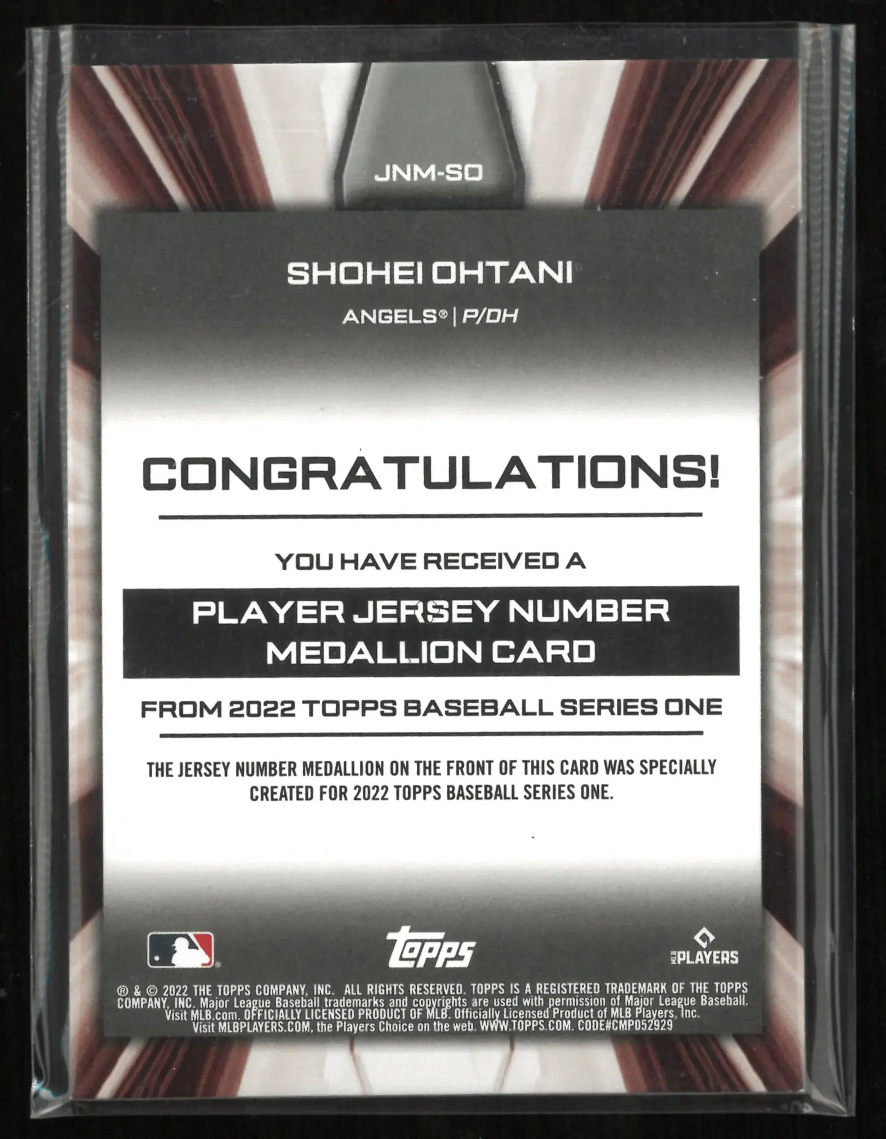 2022 Topps Player Jersey Number Medallion Card Shohei Ohtani 