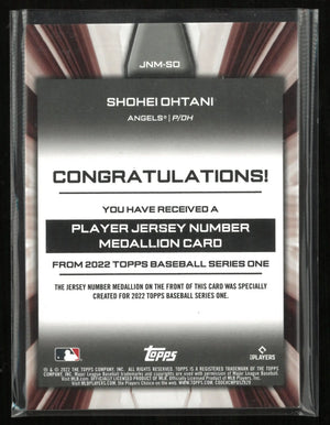 2022 Topps Player Jersey Number Medallion Card Shohei Ohtani 