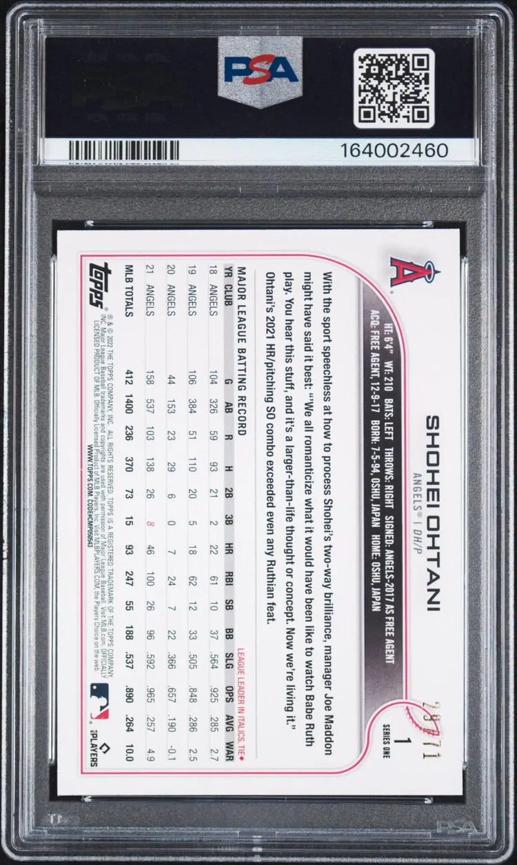 2022 Topps Series One Shohei Ohtani Black SSP /71 PSA 9 