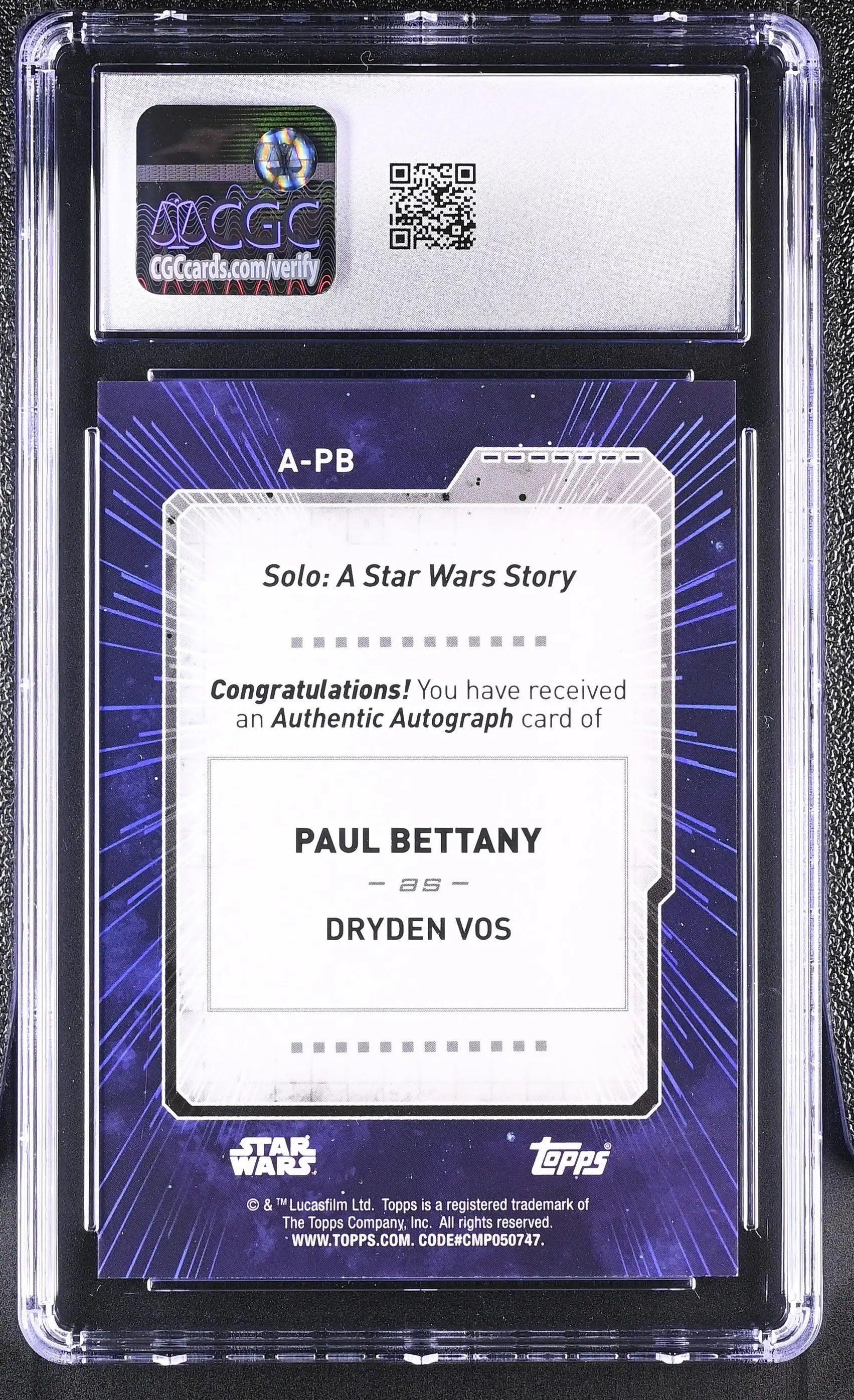 2022 Topps Star Wars Signature Series Autograph Paul Bettany Green /25  CGC 10 