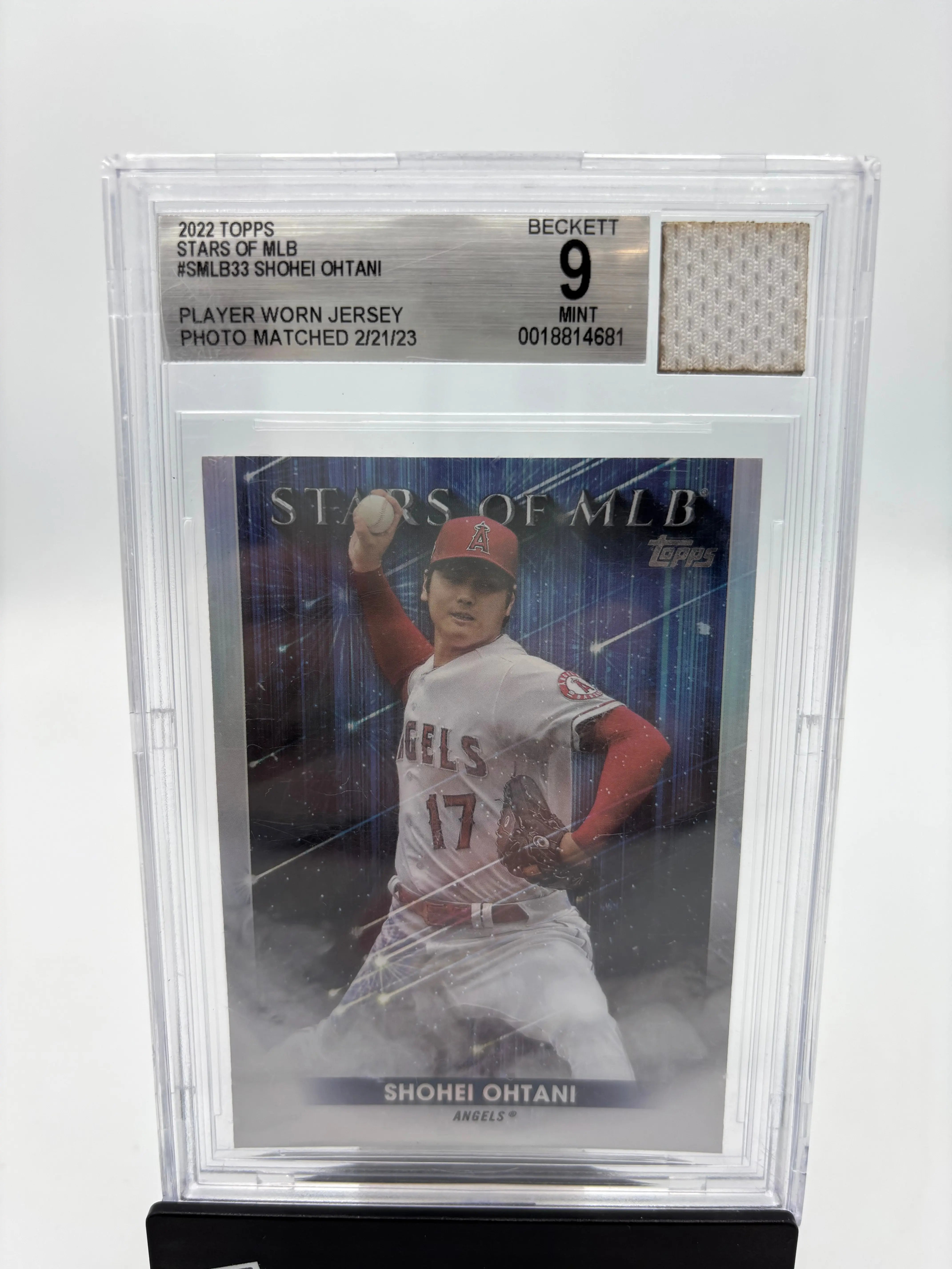 2022 Topps Stars of MLB Photo Match Patch Shohei Ohtani BGS 9 
