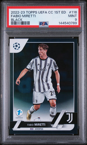 2022 Topps UEFA Club Competitions 1st Edition Black Fabio Miretti 1/10 /10 PSA 9 
