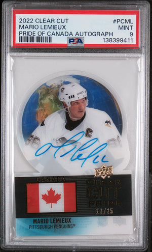 2022 Upper Deck Clear Cut Pride Of Canada Autographs Mario Lemieux /25 PSA 9 