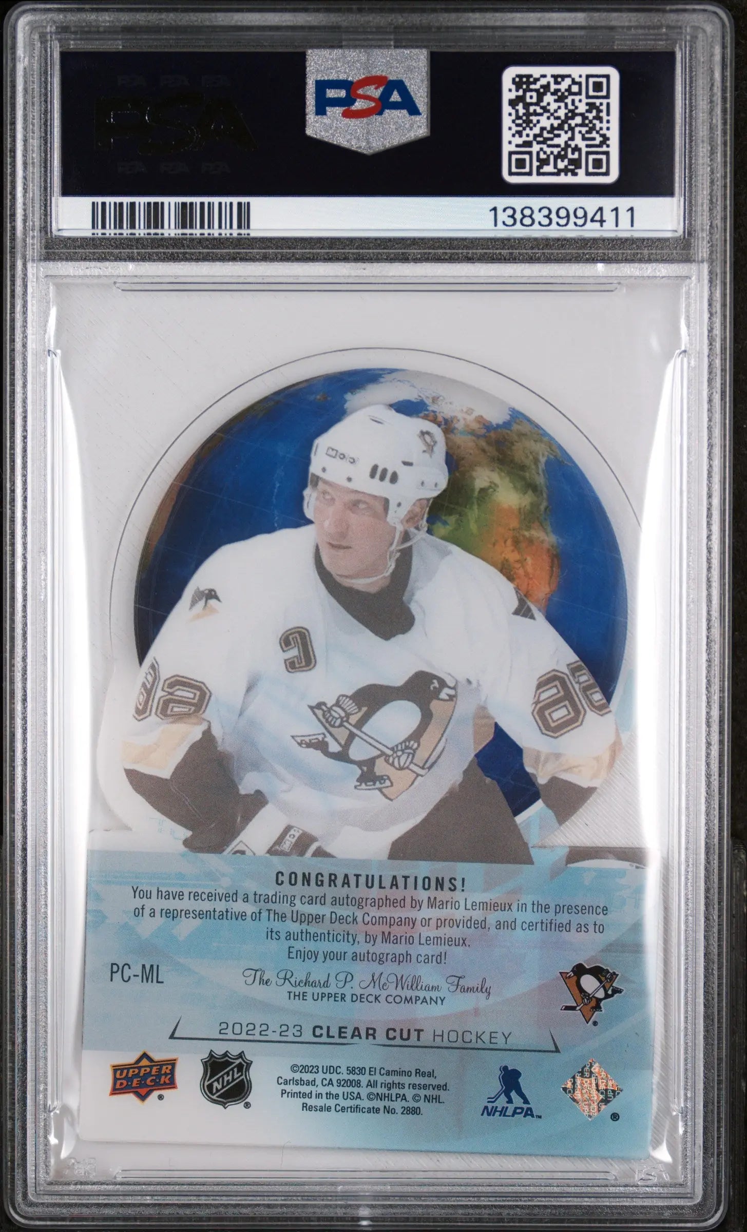 2022 Upper Deck Clear Cut Pride Of Canada Autographs Mario Lemieux /25 PSA 9 