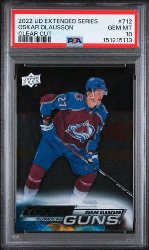 2022 Upper Deck Extended Young Guns Rookie Oskar Olausson Clear Cut RC PSA 10 