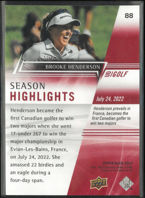 2022 Upper Deck Golf Season Highlights Brooker Henderson 