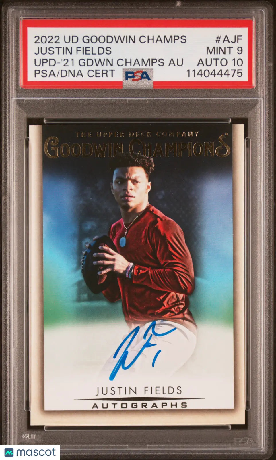 2022 Upper Deck Goodwin Champions Update Auto Justin Fields PSA 9 Auto 10 