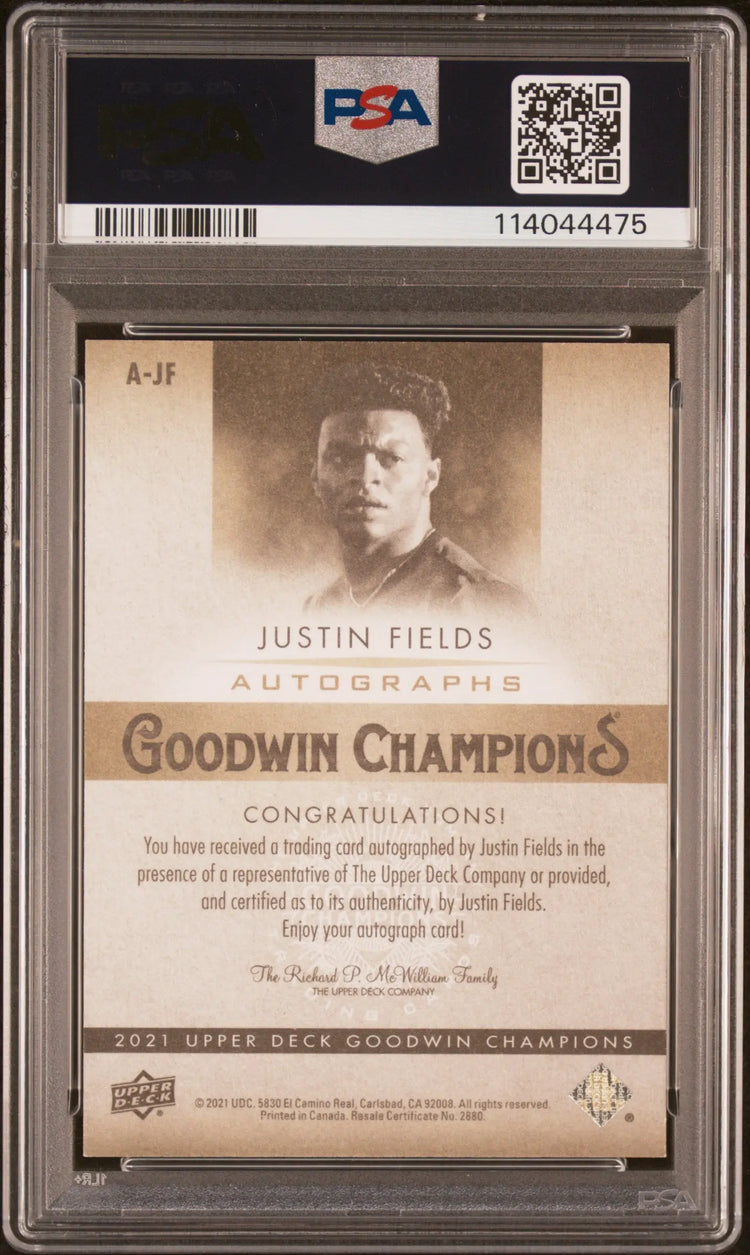 2022 Upper Deck Goodwin Champions Update Auto Justin Fields PSA 9 Auto 10 