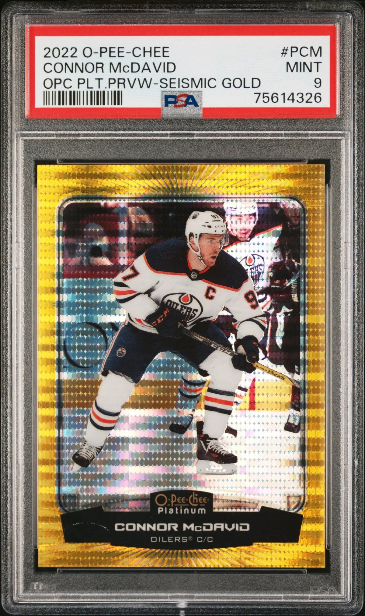 2022 Upper Deck O-Pee-Chee Platinum Previews Connor McDavid Seismic Gold PSA 9 