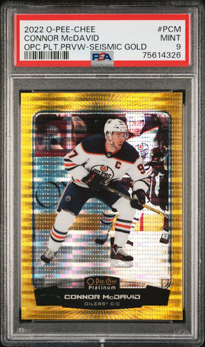 2022 Upper Deck O-Pee-Chee Platinum Previews Connor McDavid Seismic Gold PSA 9 