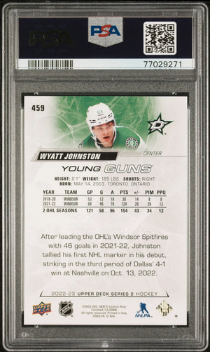 2022 Upper Deck Series 2 Young Guns Wyatt Johnston #459 PSA 10 