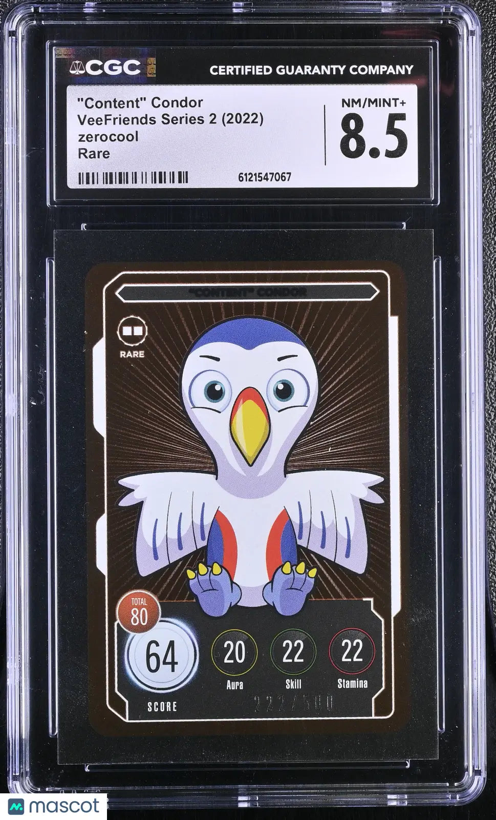 2022 Zerocool Veefriends Series 2 "Content" Condor Rare /500 CGC 8.5 