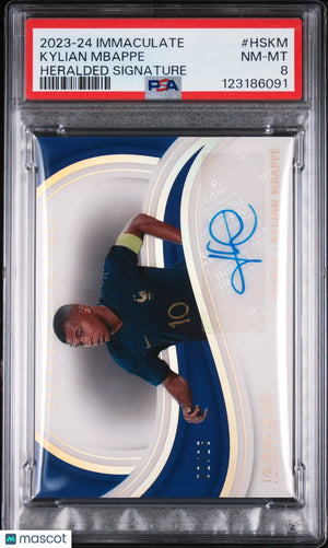 2023-24 Immaculate Soccer Heralded Signatures Auto Kylian Mbappe /25 PSA 8 