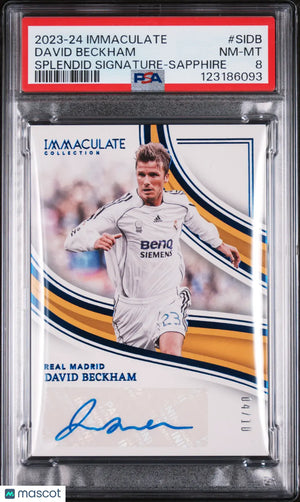 2023-24 Immaculate Splendid Signatures Auto David Beckham Sapphire /10 PSA 8 
