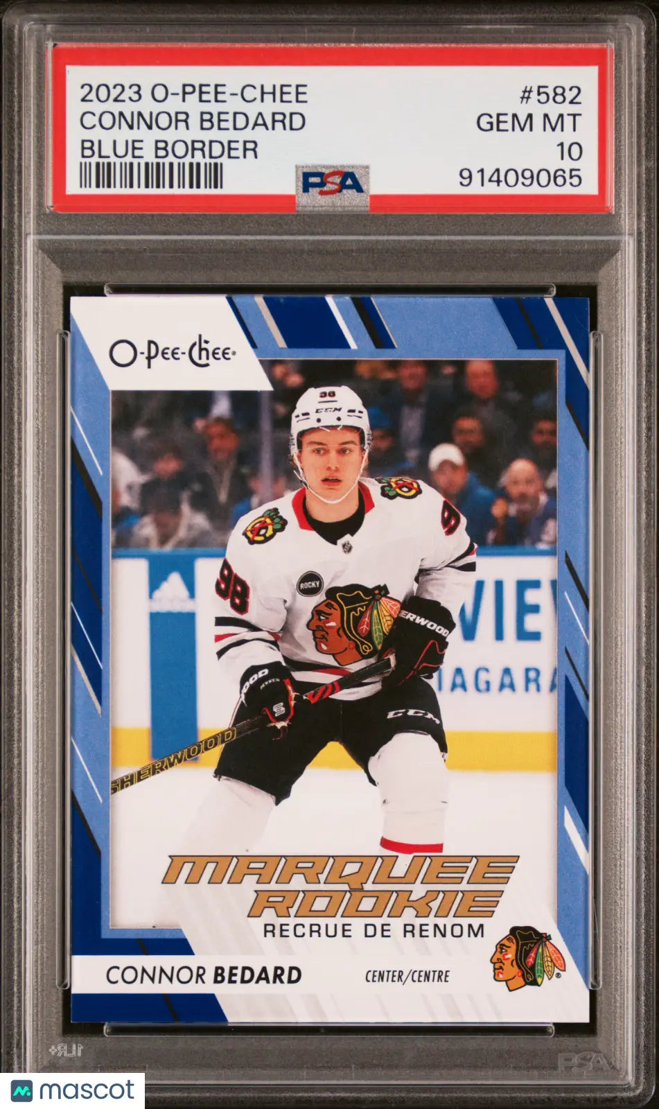 2023-24 O-Pee-Chee Connor Bedard Marquee Rookie RC Blue Border PSA 10 