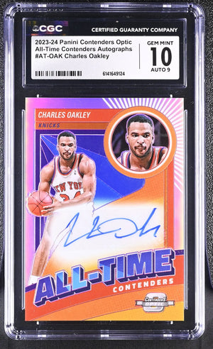 2023-24 Panini All-Time Contenders Autographs Charles Oakley Auto CGC 10 Auto 9 