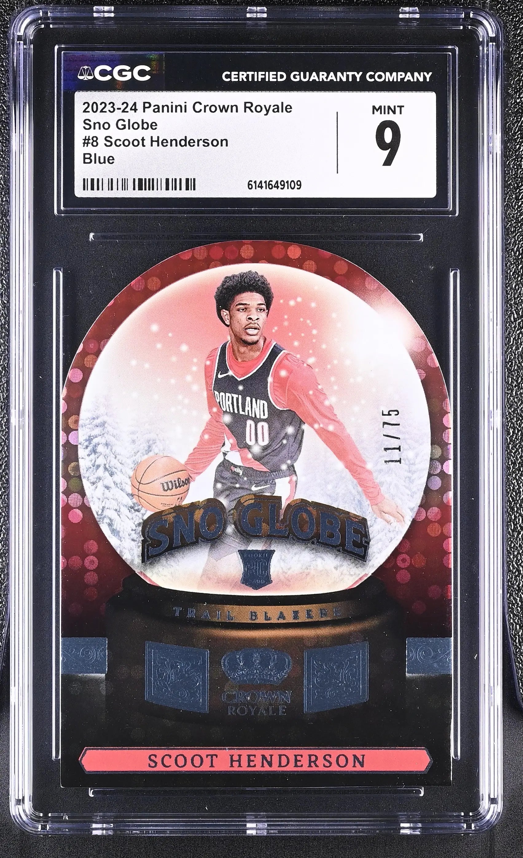 2023-24 Panini Crown Royale Scoot Henderson Blue Sno Globe /75 CGC 9 
