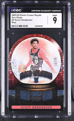 2023-24 Panini Crown Royale Scoot Henderson Blue Sno Globe /75 CGC 9 