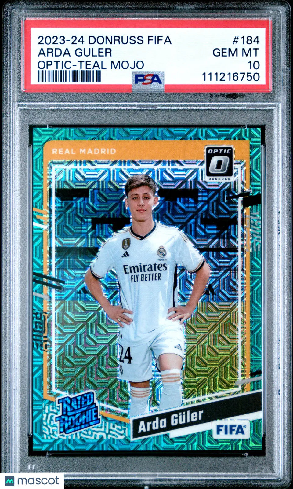 2023-24 Panini Donruss FIFA Arda Guler #184 Optic Teal Mojo PSA 10 