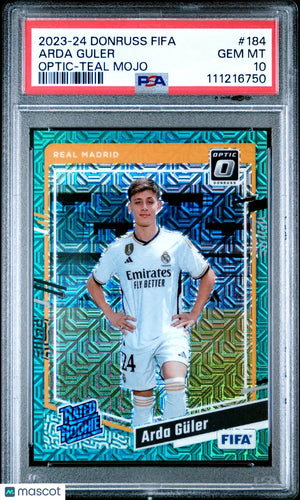 2023-24 Panini Donruss FIFA Arda Guler #184 Optic Teal Mojo PSA 10 