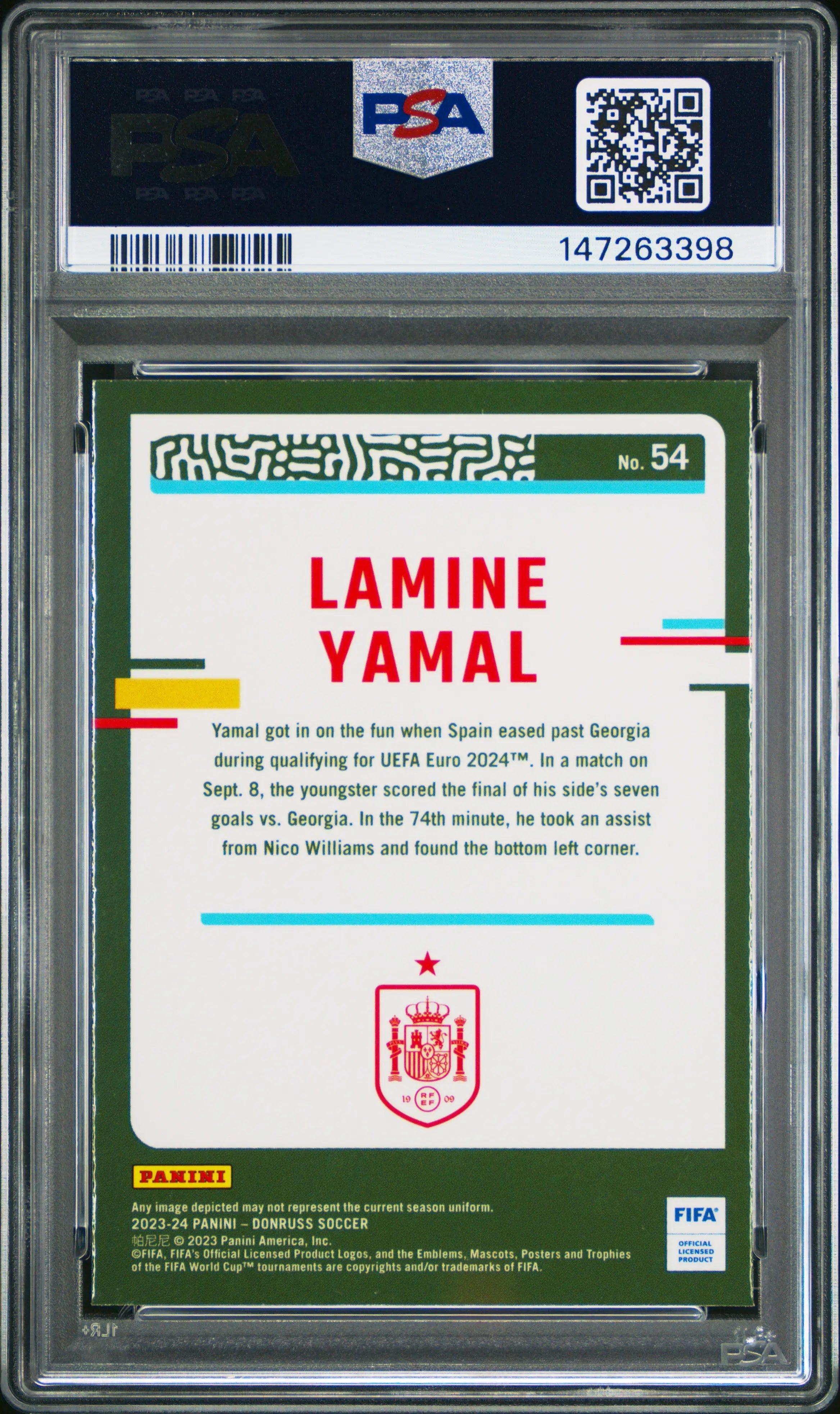 2023-24 Panini Donruss FIFA Lamine Yamal Optic RC Rookie PSA 10 