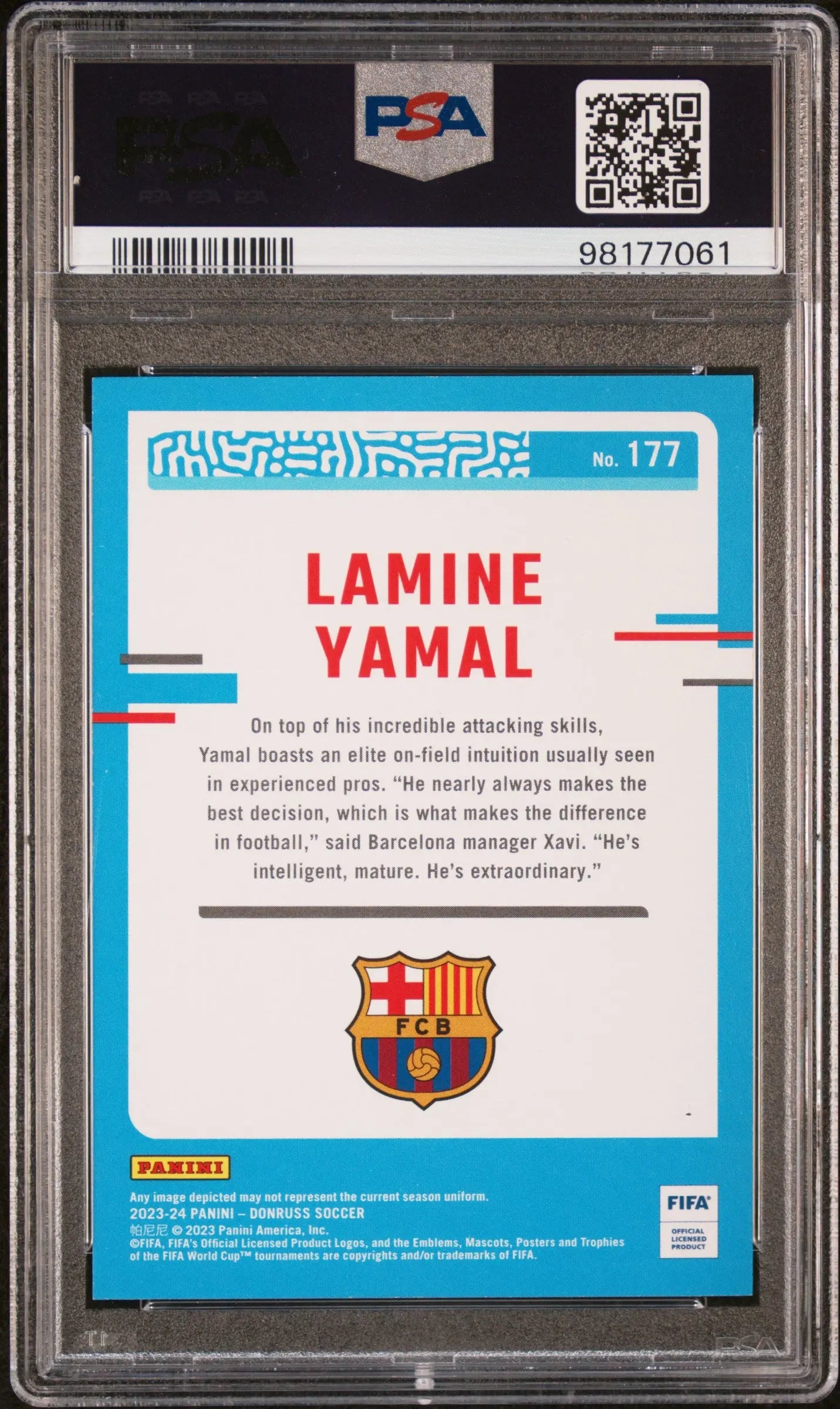 2023-24 Panini Donruss FIFA Lamine Yamal  Rated Rookie #177 Silver /349 PSA 9 