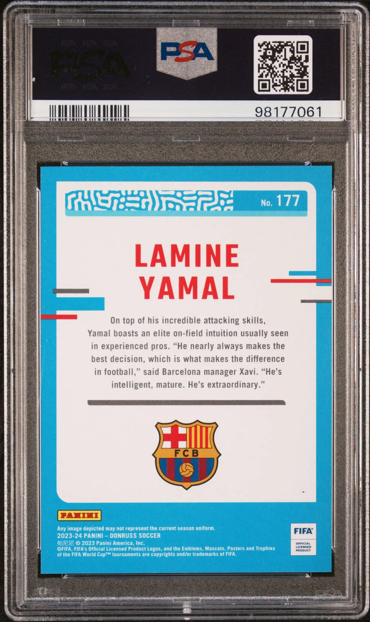 2023-24 Panini Donruss FIFA Lamine Yamal  Rated Rookie #177 Silver /349 PSA 9 