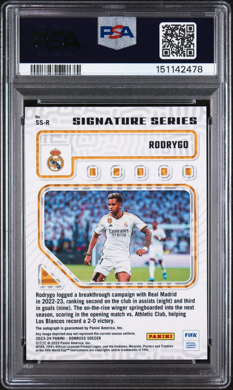 2023-24 Panini Donruss FIFA Signature Series Autographs Rodrygo Auto PSA 9 