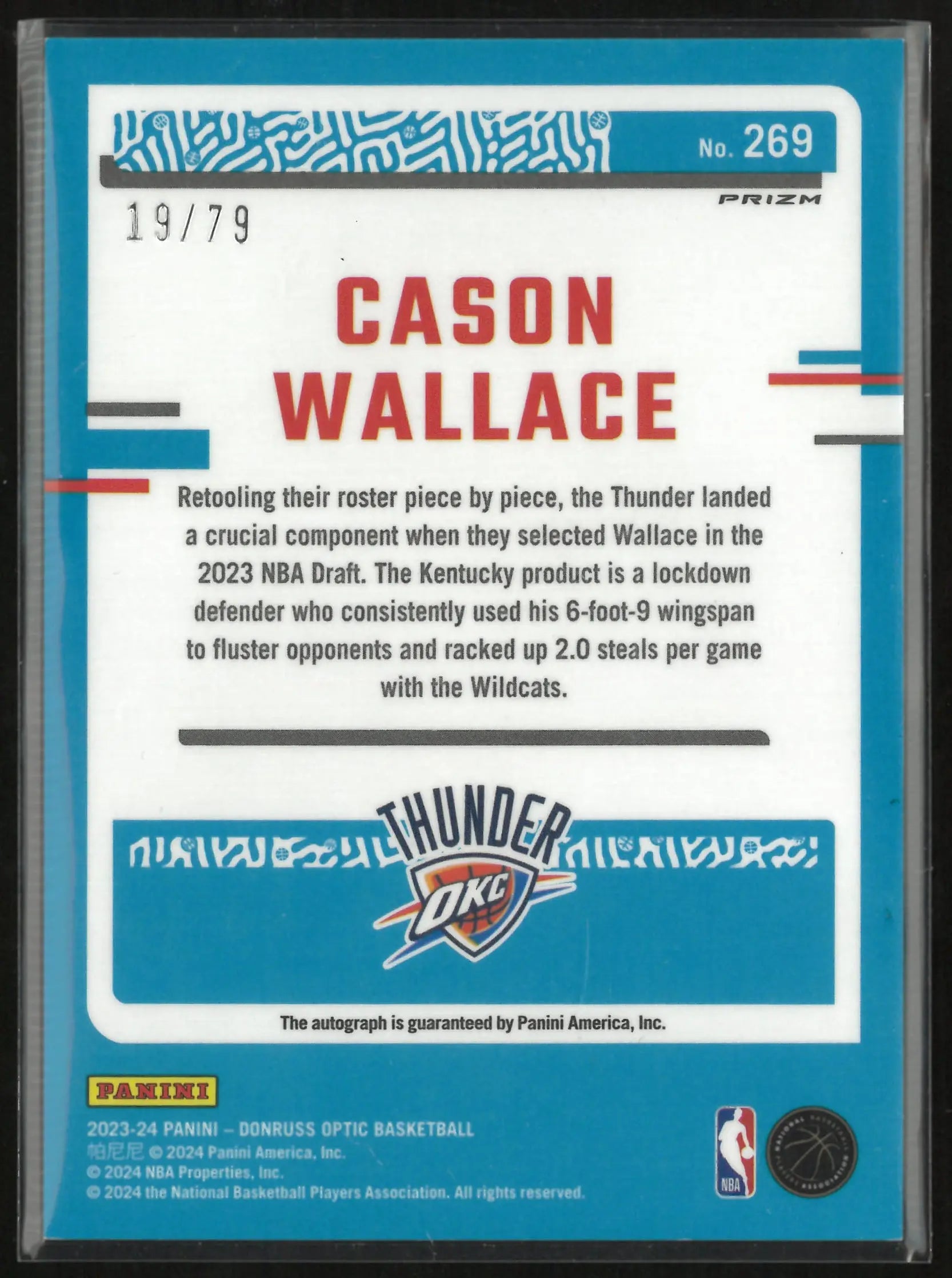 2023-24 Panini Donruss Rated Rookie Cason Wallace Pink Lazer /75 RC 