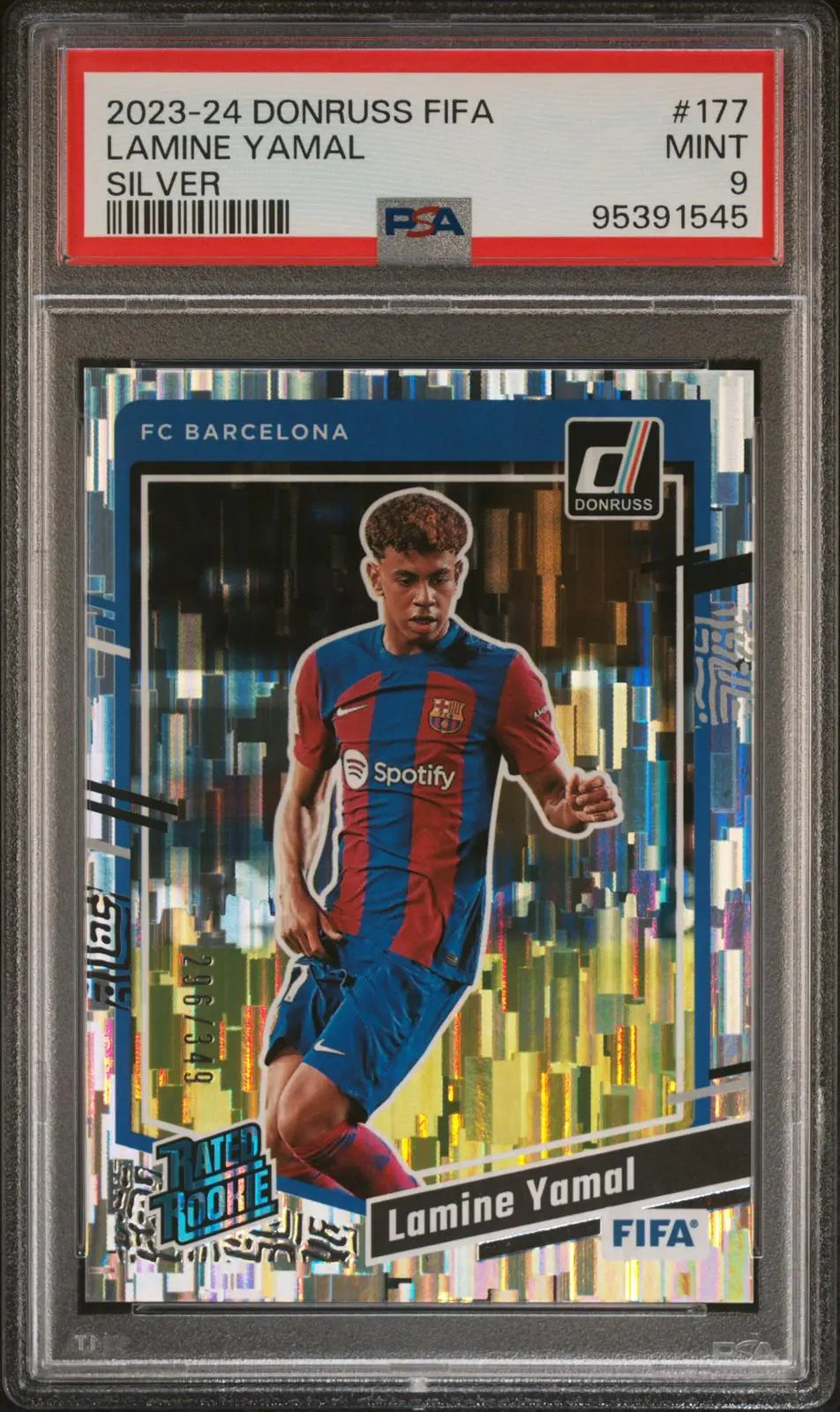 2023-24 Panini Donruss Soccer Rated Rookie Lamine Yamal RC Silver /349 PSA 9 