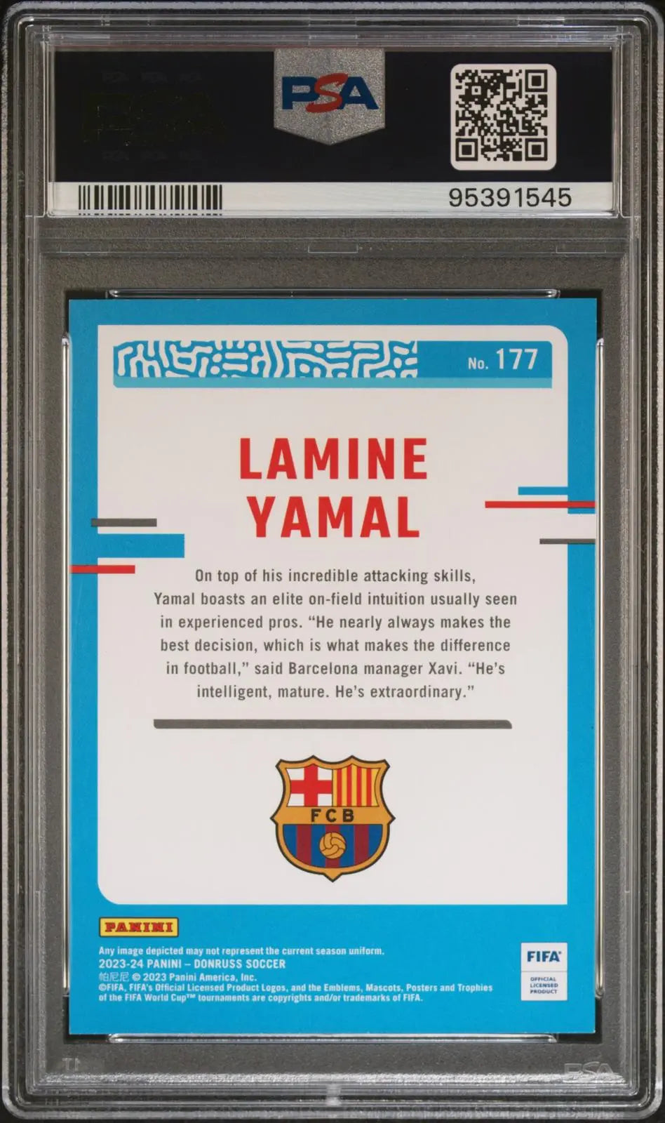 2023-24 Panini Donruss Soccer Rated Rookie Lamine Yamal RC Silver /349 PSA 9 