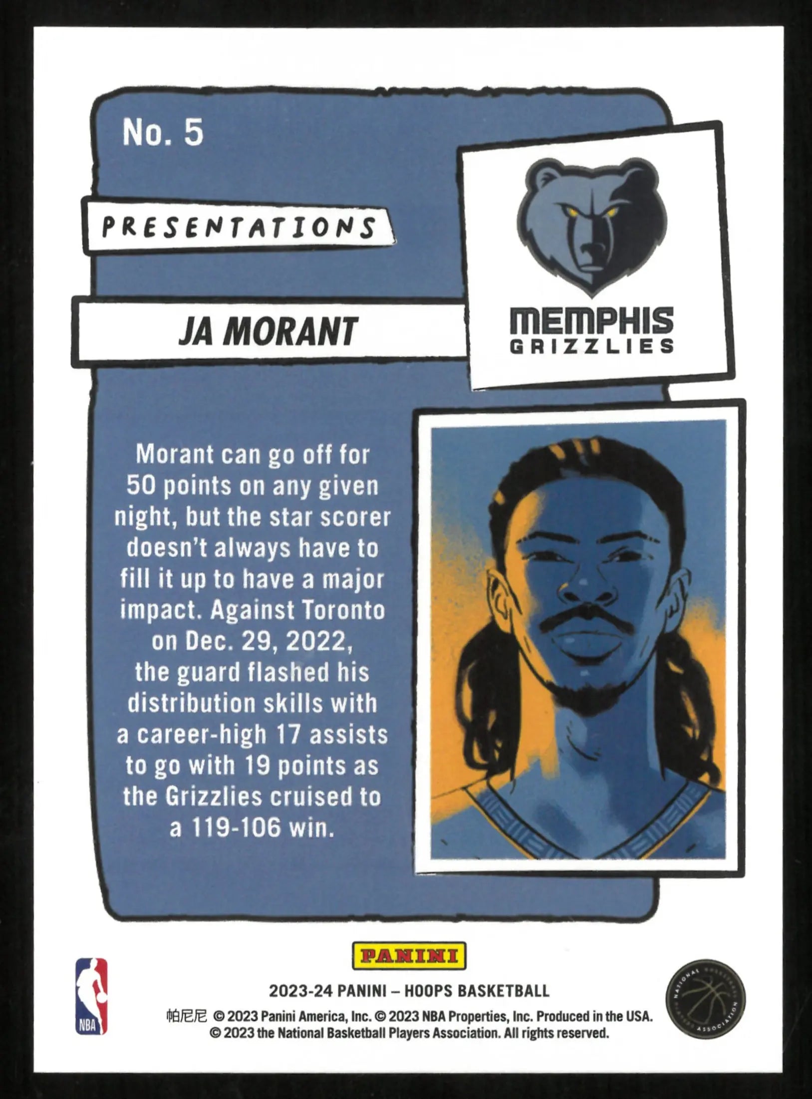 2023-24 Panini Hoops Basketball Presentation Ja Morant 
