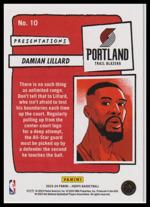 2023-24 Panini Hoops Damian Lillard Presentations 