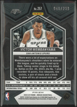 2023-24 Panini Mosaic  Rookie Victor Wembanyama Red Raywave /299 RC 