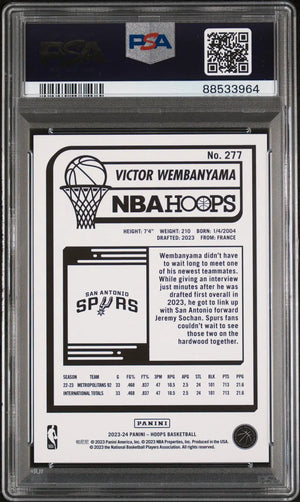 2023-24 Panini NBA Hoops Basketball Rookie Victor Wembanyama RC PSA 10 