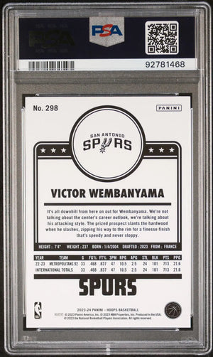 2023-24 Panini NBA Hoops Basketball Rookie Victor Wembanyama RC PSA 9 