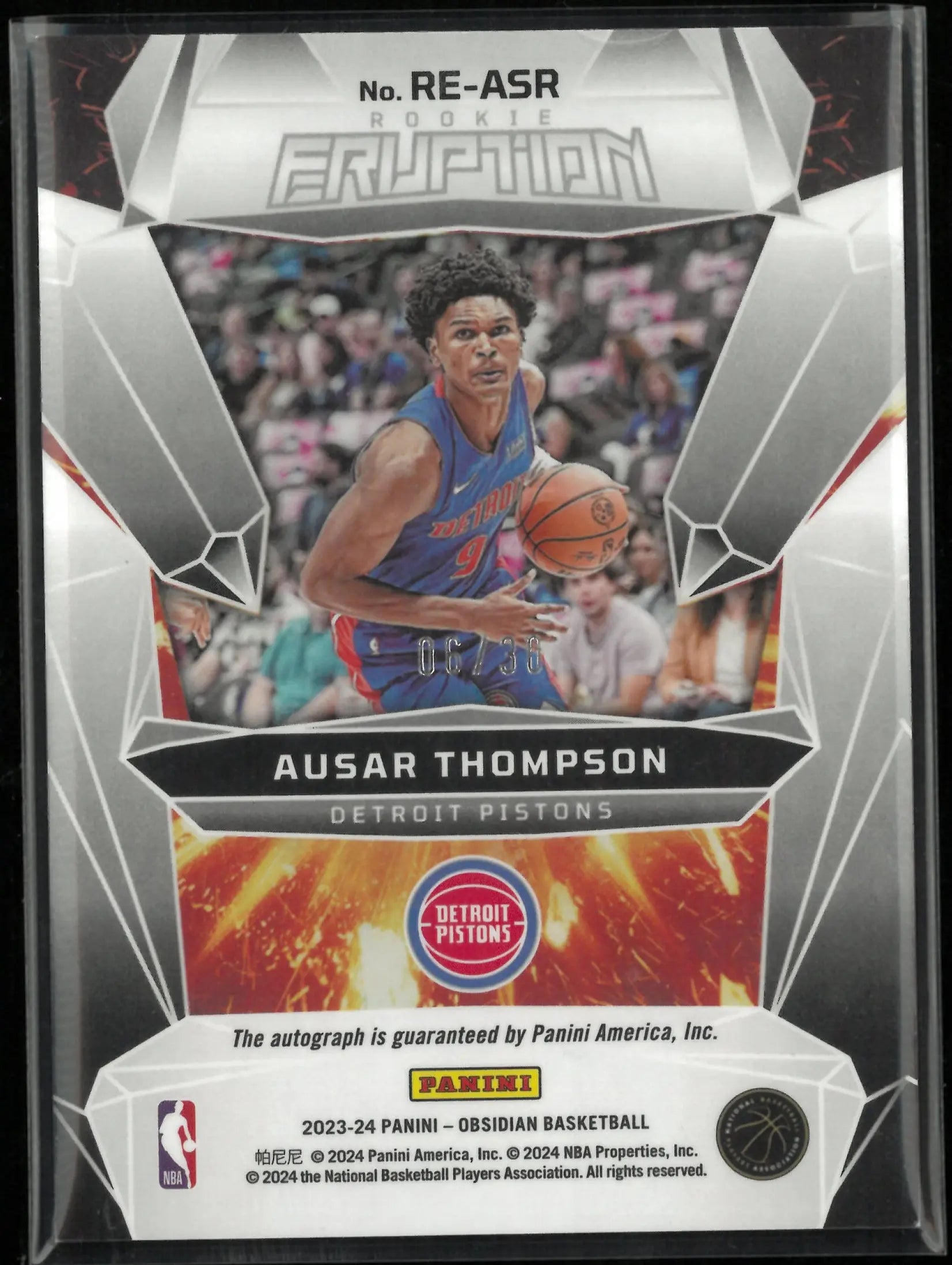 2023-24 Panini Obsidian Eruption Rookie Autograph Ausar Thompson Auto RC /30 