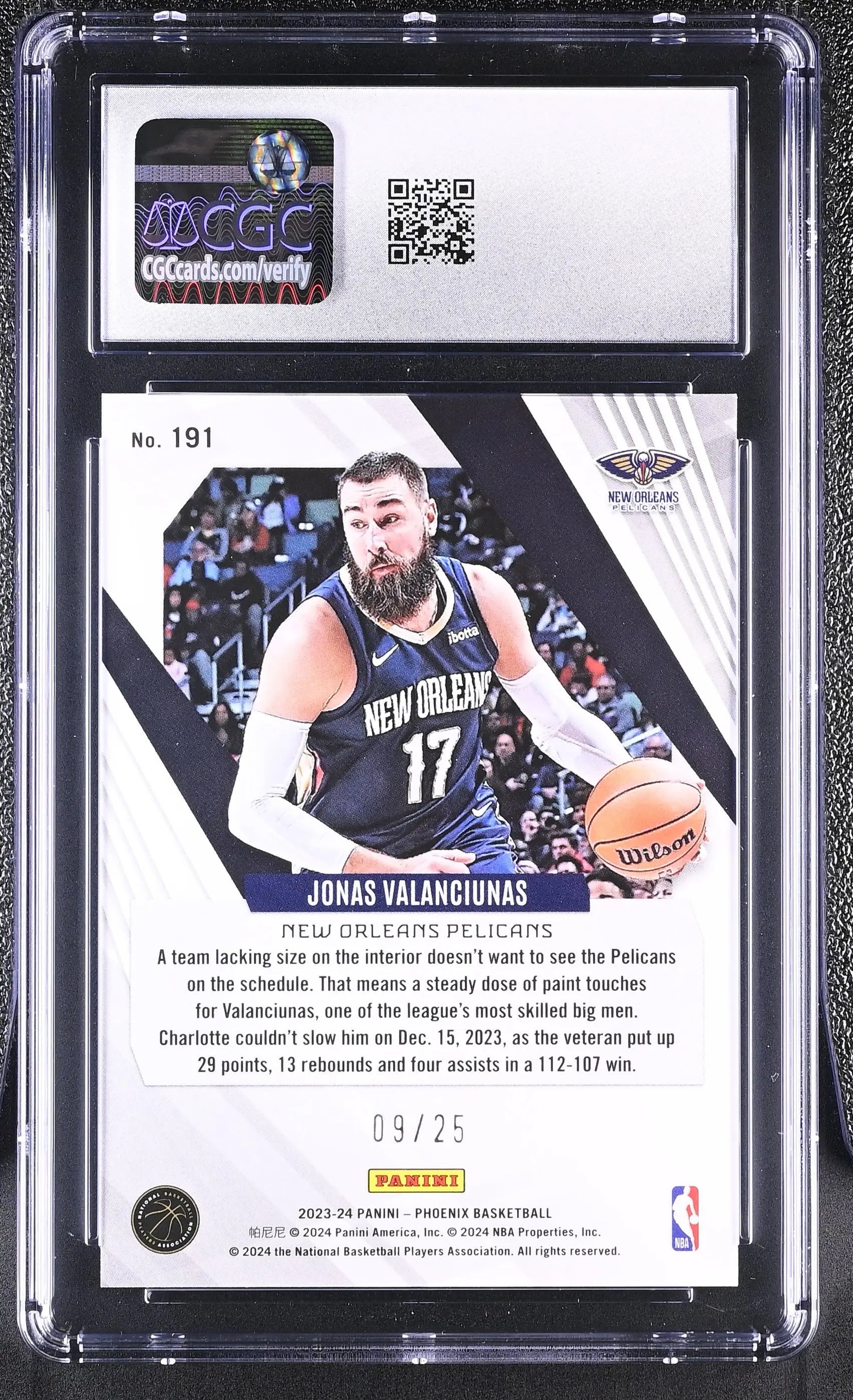 2023-24 Panini Phoenix Jonas Valanciunas International Fire & Ice CGC 10 