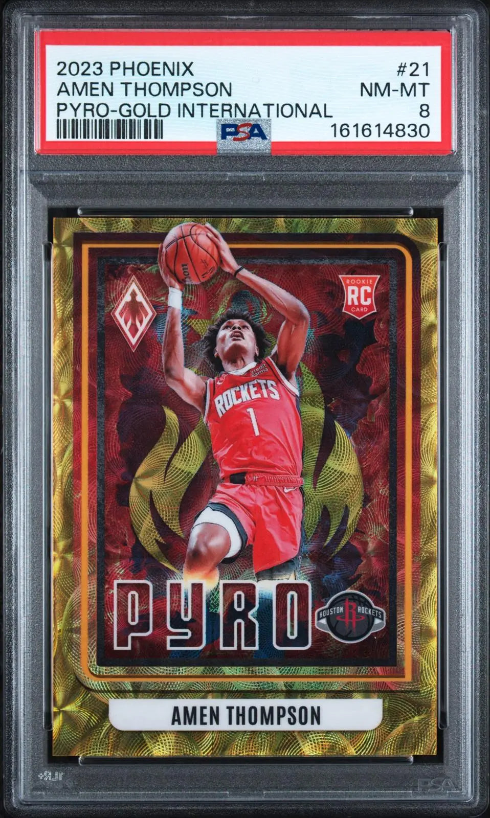 2023-24 Panini Phoenix Pyro Rookie Amen Thompson RC Gold International /10 PSA 8 