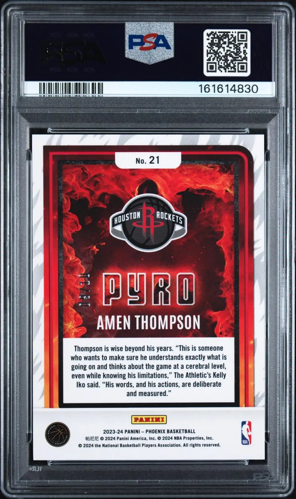 2023-24 Panini Phoenix Pyro Rookie Amen Thompson RC Gold International /10 PSA 8 