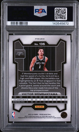 2023-24 Panini Prizm Basketball Rookie Victor Wembanyama RC Green Prizm PSA 9 