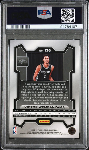 2023-24 Panini Prizm Basketball Rookie Victor Wembanyama RC PSA 10 