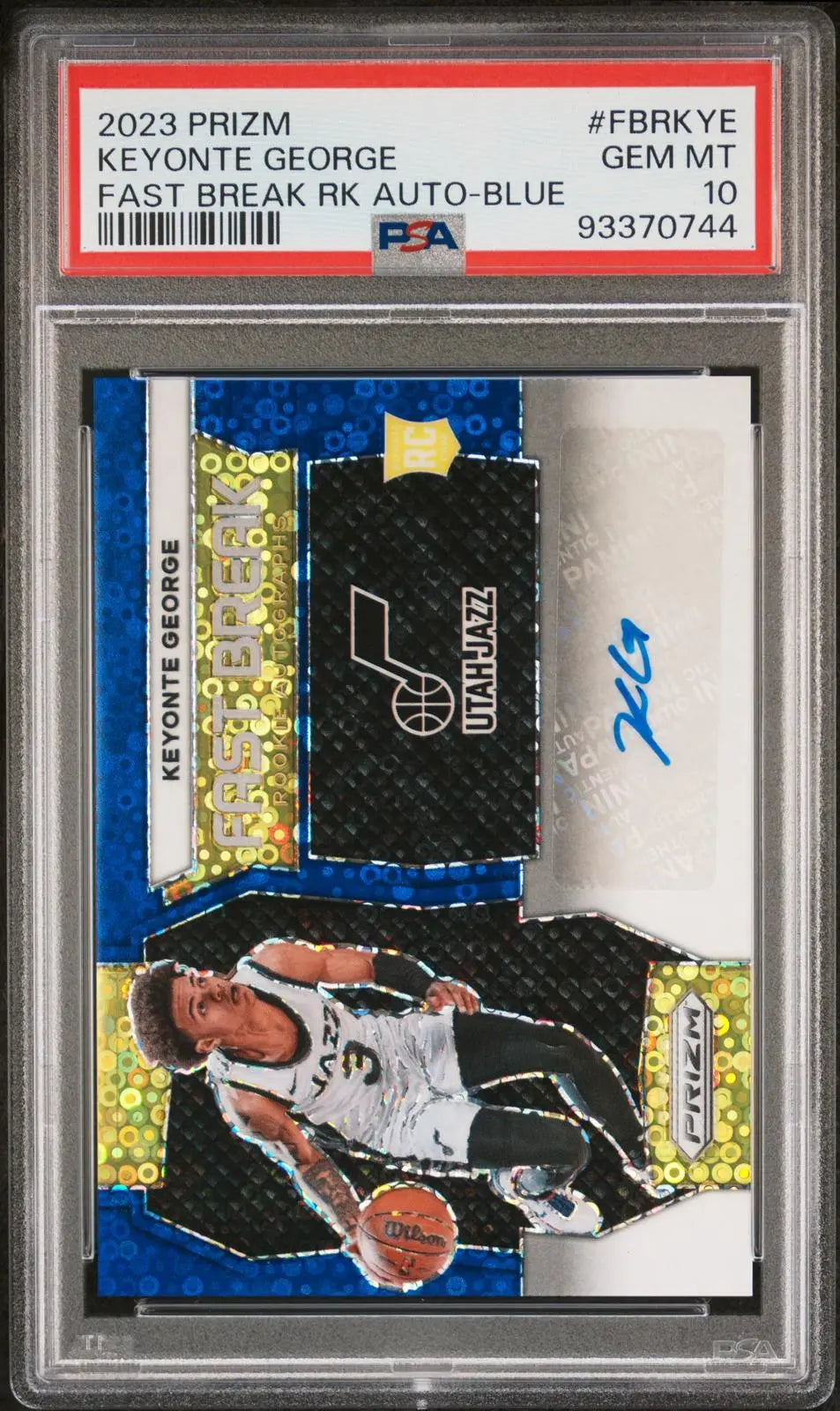 2023-24 Panini Prizm Fast Break Rookie Autographs Keyonte George Blue /49 PSA 10 