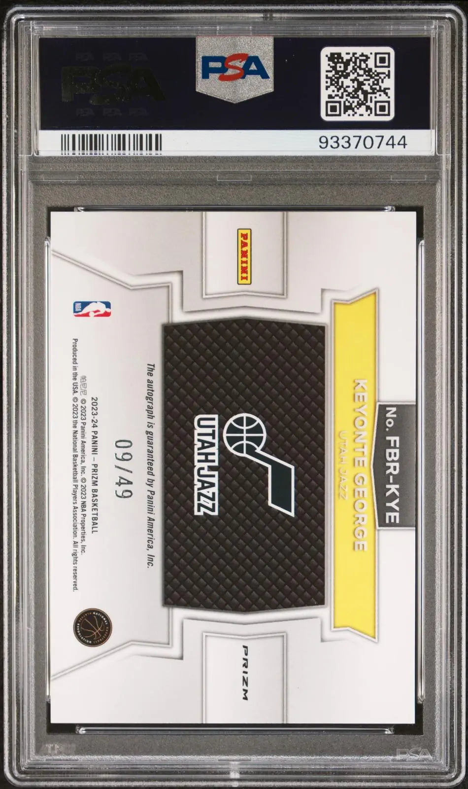 2023-24 Panini Prizm Fast Break Rookie Autographs Keyonte George Blue /49 PSA 10 