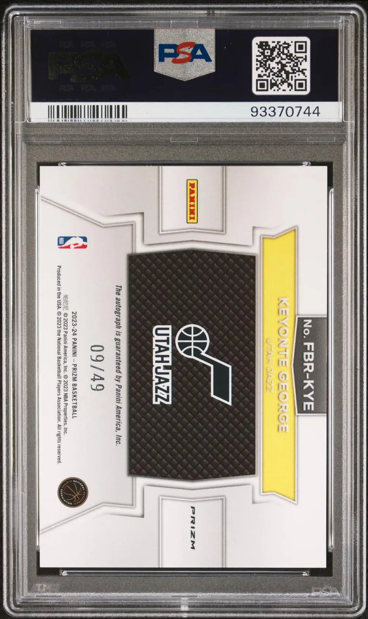 2023-24 Panini Prizm Fast Break Rookie Autographs Keyonte George Blue /49 PSA 10 