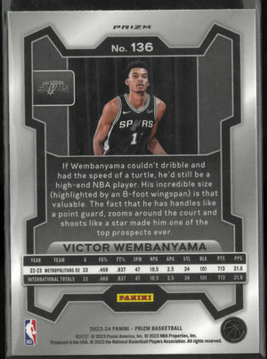 2023-24 Panini Prizm Rookie Victor Wembanyama Cracked Ice Prizm RC 