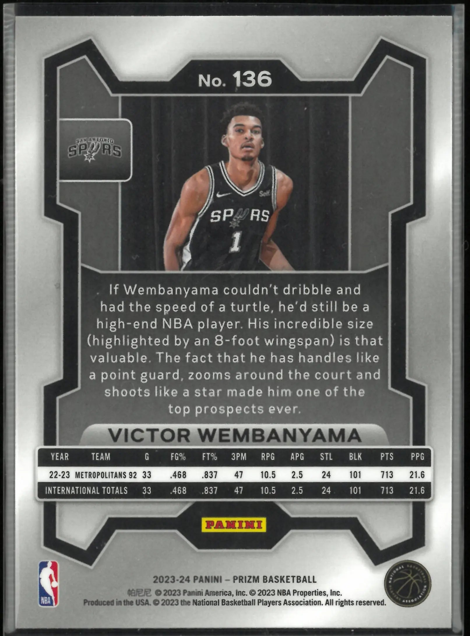 2023-24 Panini Prizm Rookie Victor Wembanyama RC 