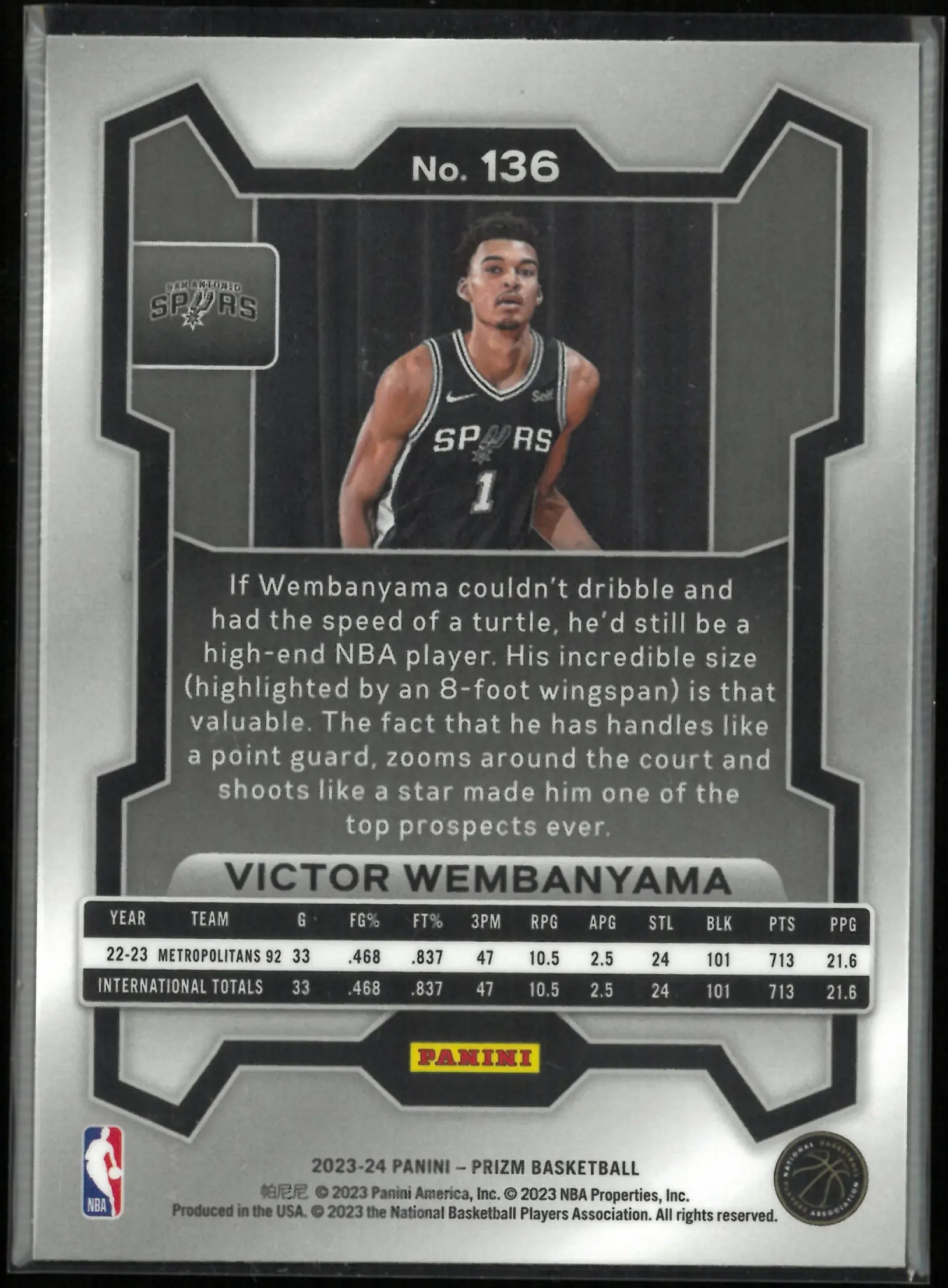 2023-24 Panini Prizm Rookie Victor Wembanyama RC 