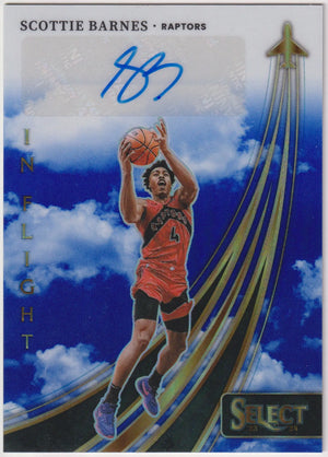 2023-24 Panini Select Autograph Scottie Barnes In Flight Auto Blue Prizm /49 